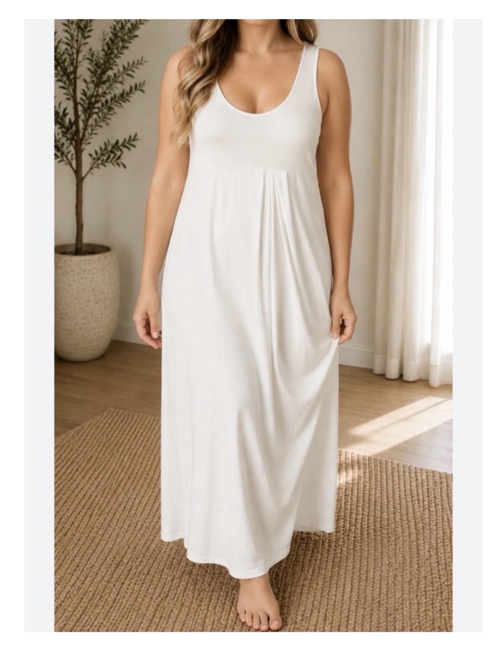 Anthropologie white mixed fabric maxi dress